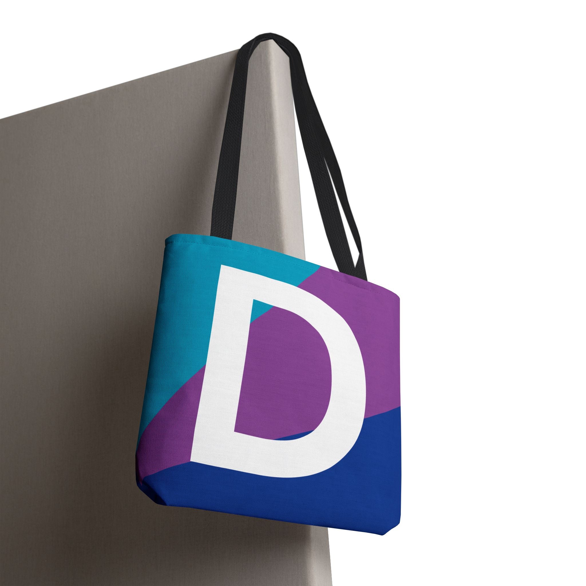 Monogram 'D' Colorblock Tote Bag — Personalized Initial D Shoulder Tote