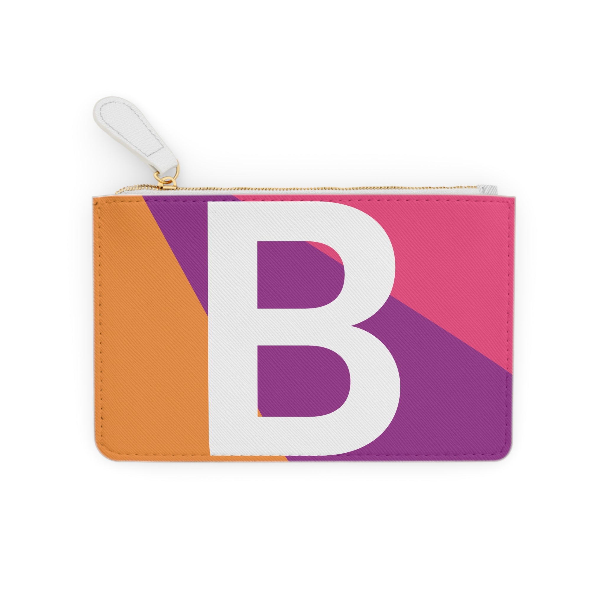 Initial B Mini Clutch — Colorblock Monogram Wristlet Wallet