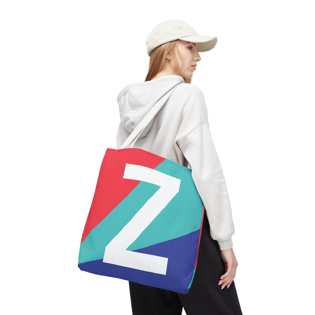 Monogram 'Z' Colorblock Tote Bag — Personalized Initial Z Shoulder Tote