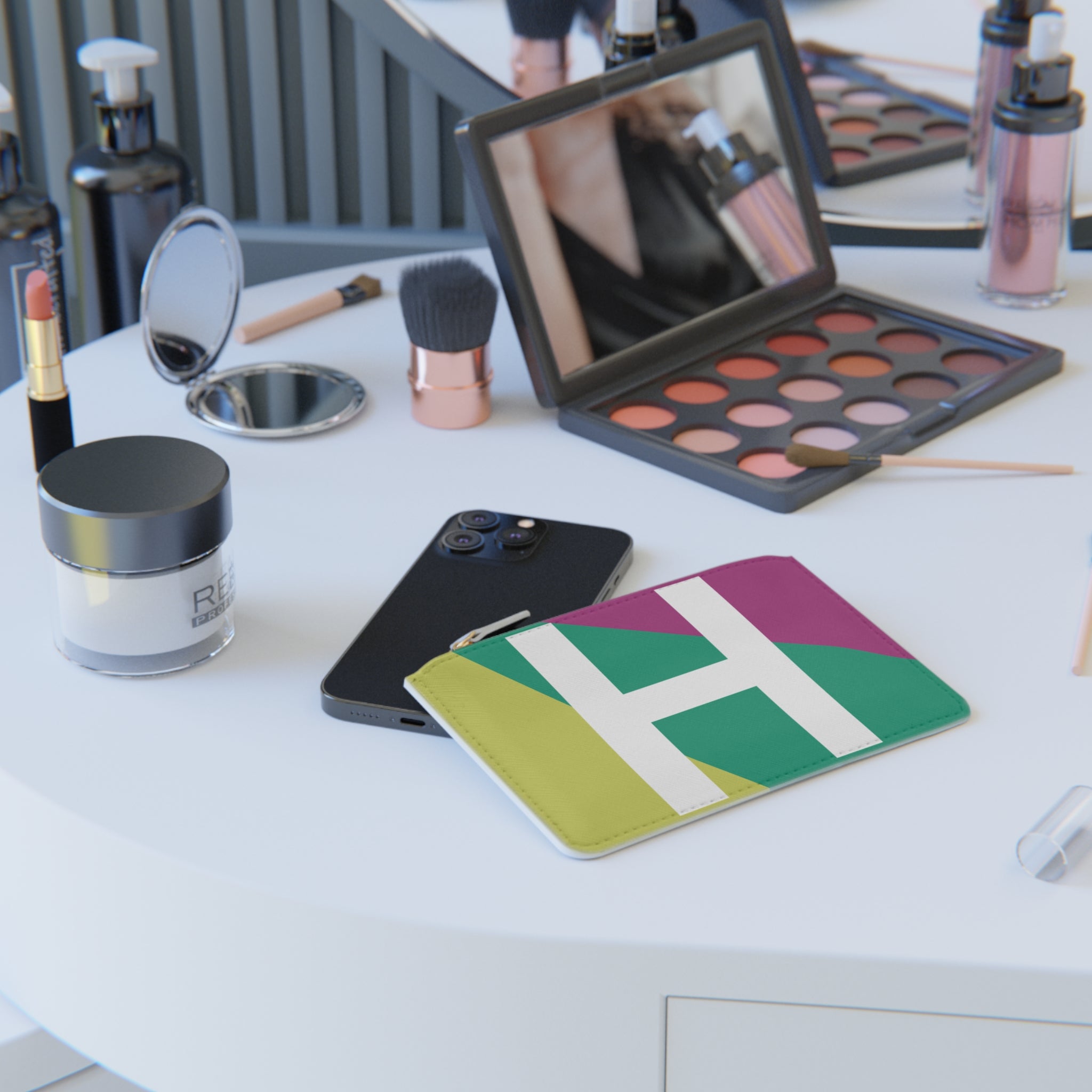 Initial H Mini Clutch — Colorblock Monogram Wristlet Wallet