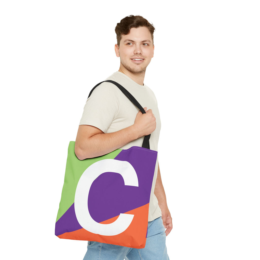Monogram 'C' Colorblock Tote Bag — Personalized Initial C Shoulder Tote