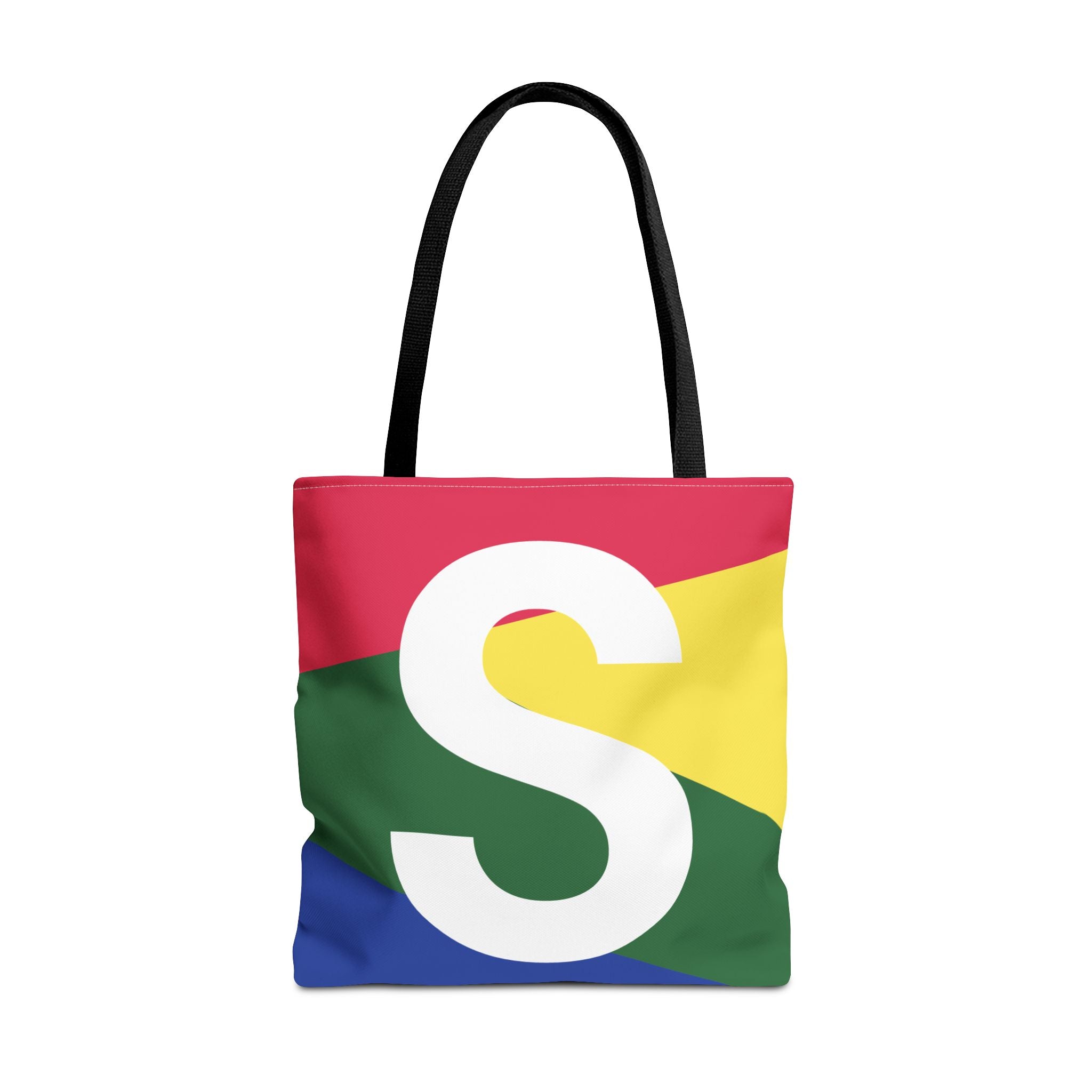 Monogram 'S' Colorblock Tote Bag — Personalized Initial S Shoulder Tote