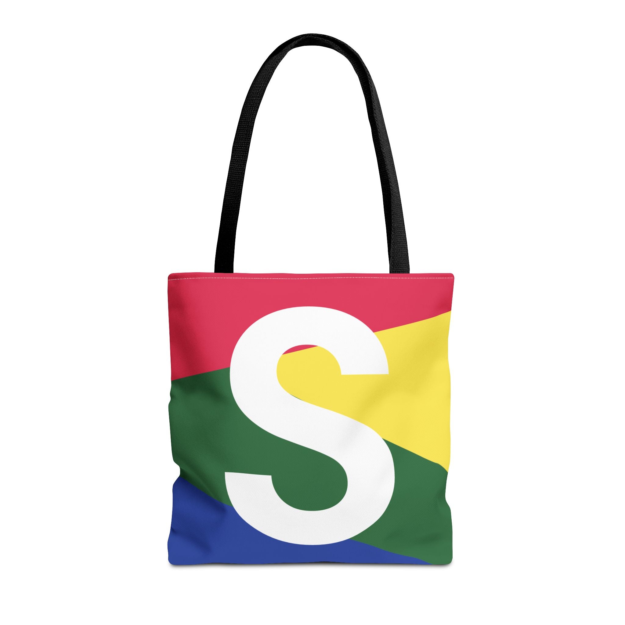 Monogram 'S' Colorblock Tote Bag — Personalized Initial S Shoulder Tote