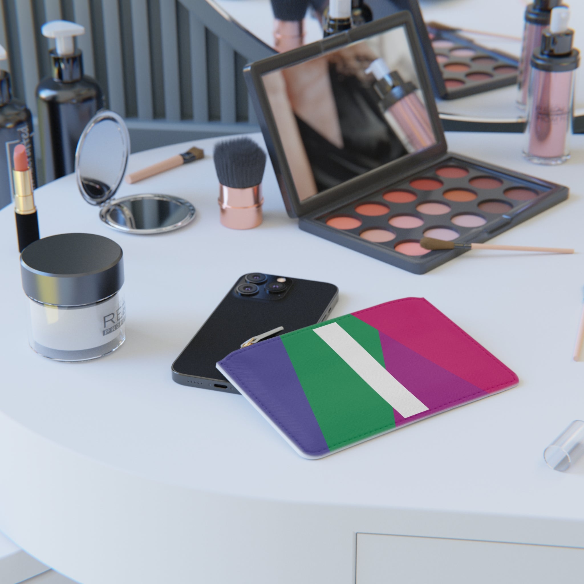 Initial I Mini Clutch — Colorblock Monogram Wristlet Wallet