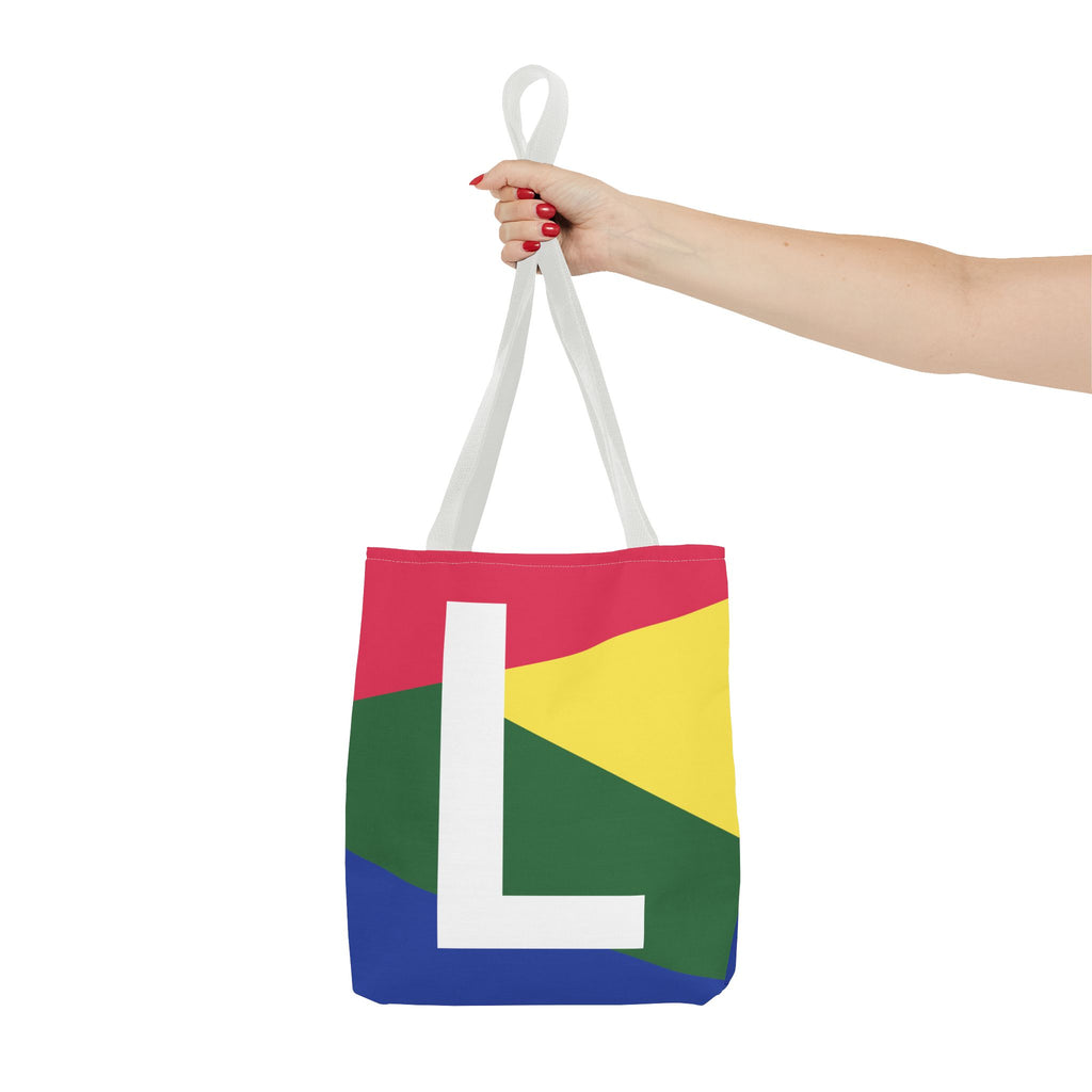 Monogram 'L' Colorblock Tote Bag — Personalized Initial L Shoulder Tote