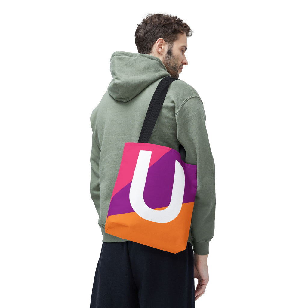 Monogram 'U' Colorblock Tote Bag — Personalized Initial U Shoulder Tote