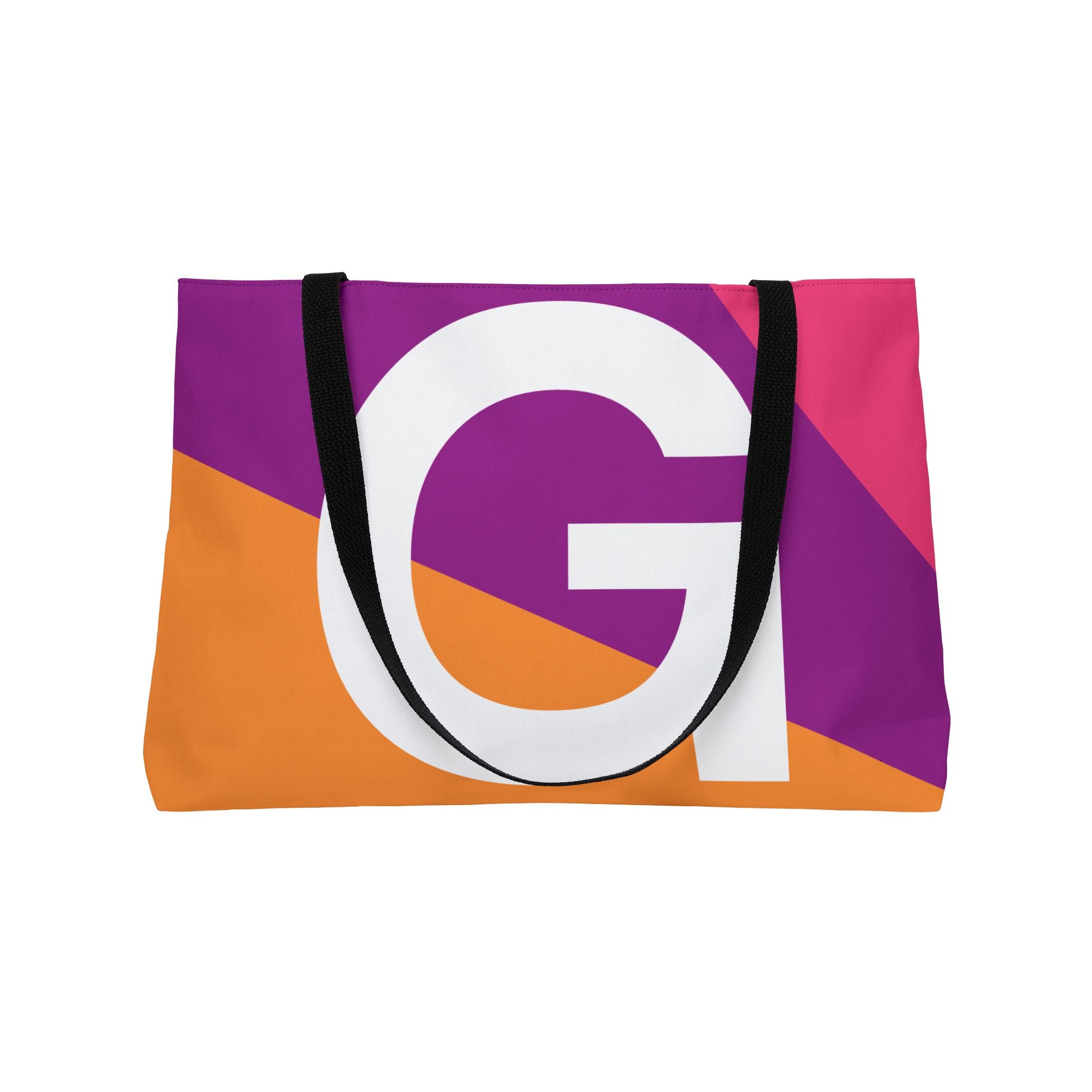 Personalized 'G' Colorblock Tote Bag — Monogram Weekender Tote