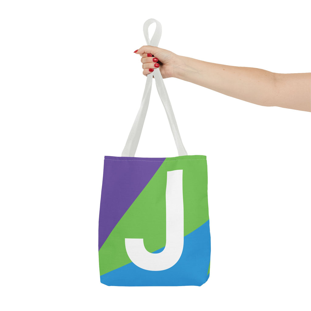 Monogram 'J' Colorblock Tote Bag — Personalized Initial J Shoulder Tote