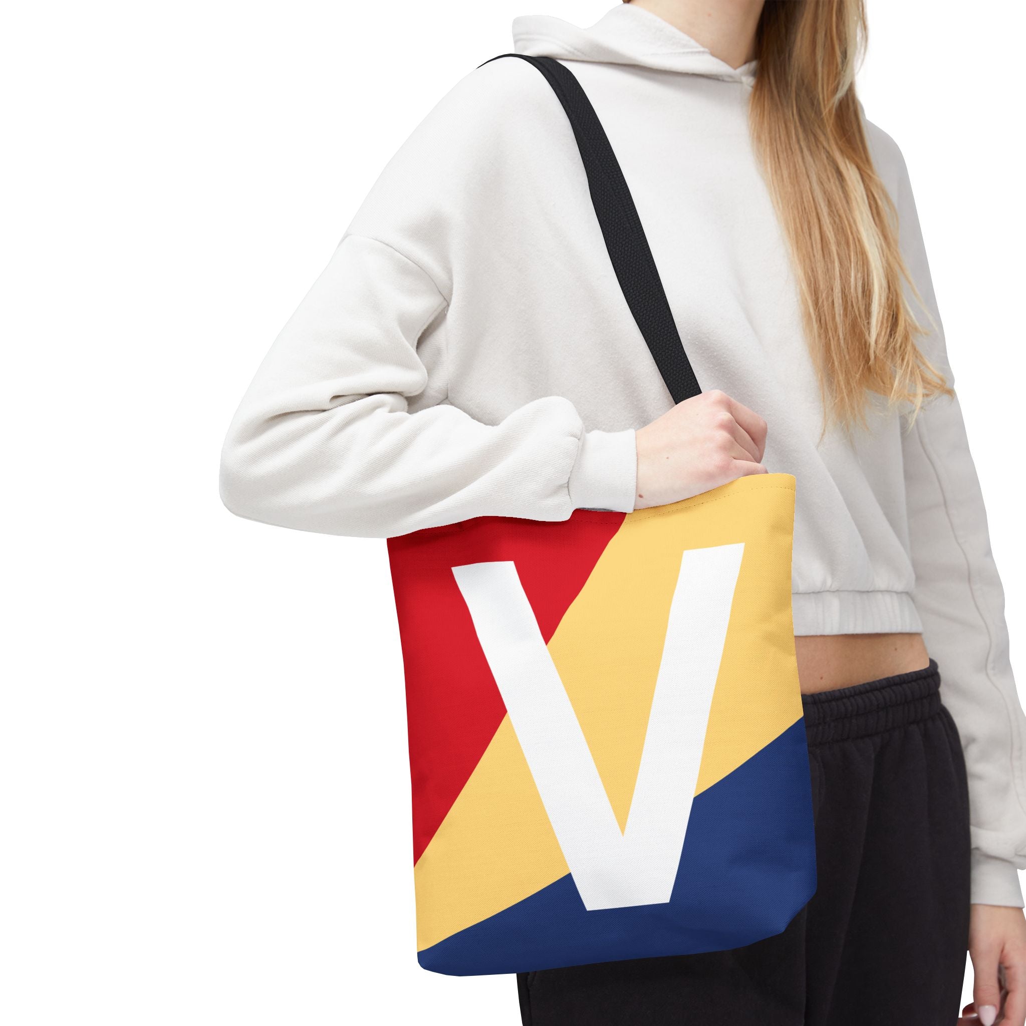 Monogram 'V' Colorblock Tote Bag — Personalized Initial V Shoulder Tote