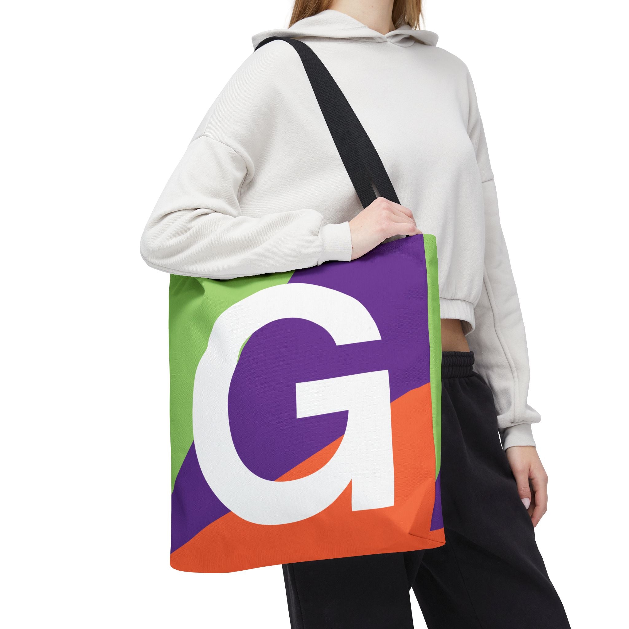 Monogram 'G' Colorblock Tote Bag — Personalized Initial G Shoulder Tote