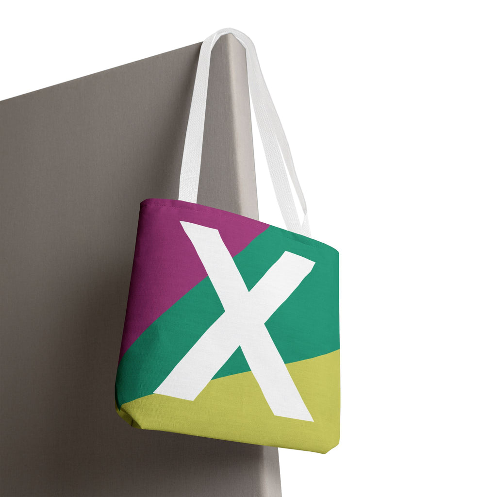 Monogram 'X' Colorblock Tote Bag — Personalized Initial X Shoulder Tote