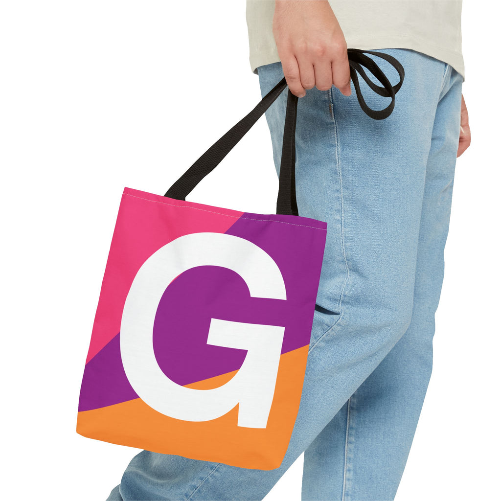 Monogram 'G' Colorblock Tote Bag — Personalized Initial G Shoulder Tote