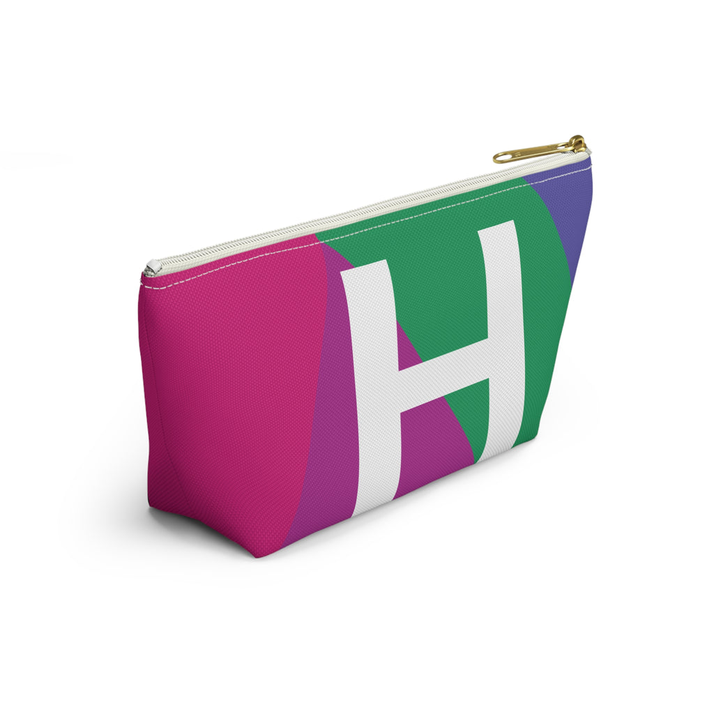Initials Colorblock Accessory Pouch — Monogram H T-Bottom Cosmetic Bag