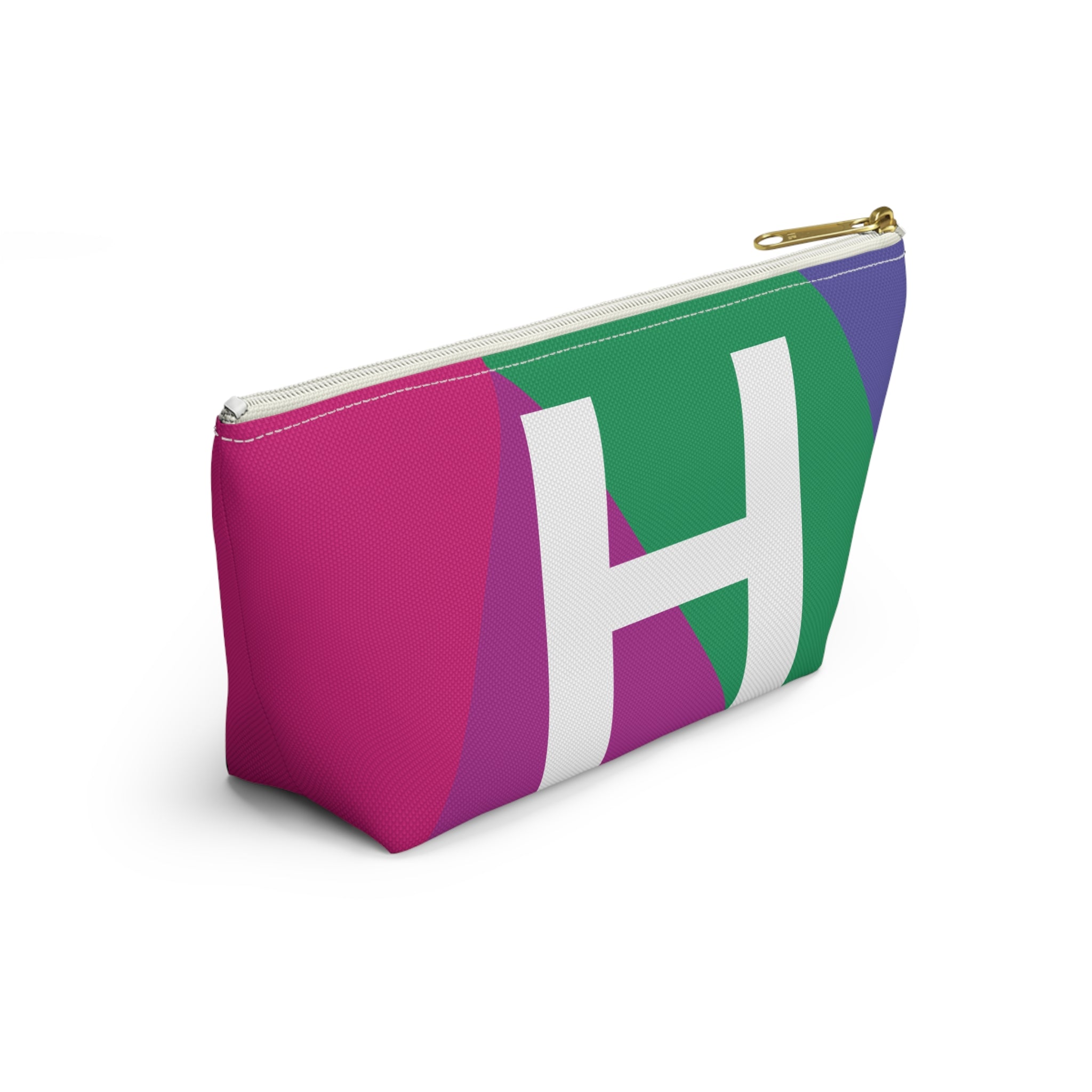 Initials Colorblock Accessory Pouch — Monogram H T-Bottom Cosmetic Bag