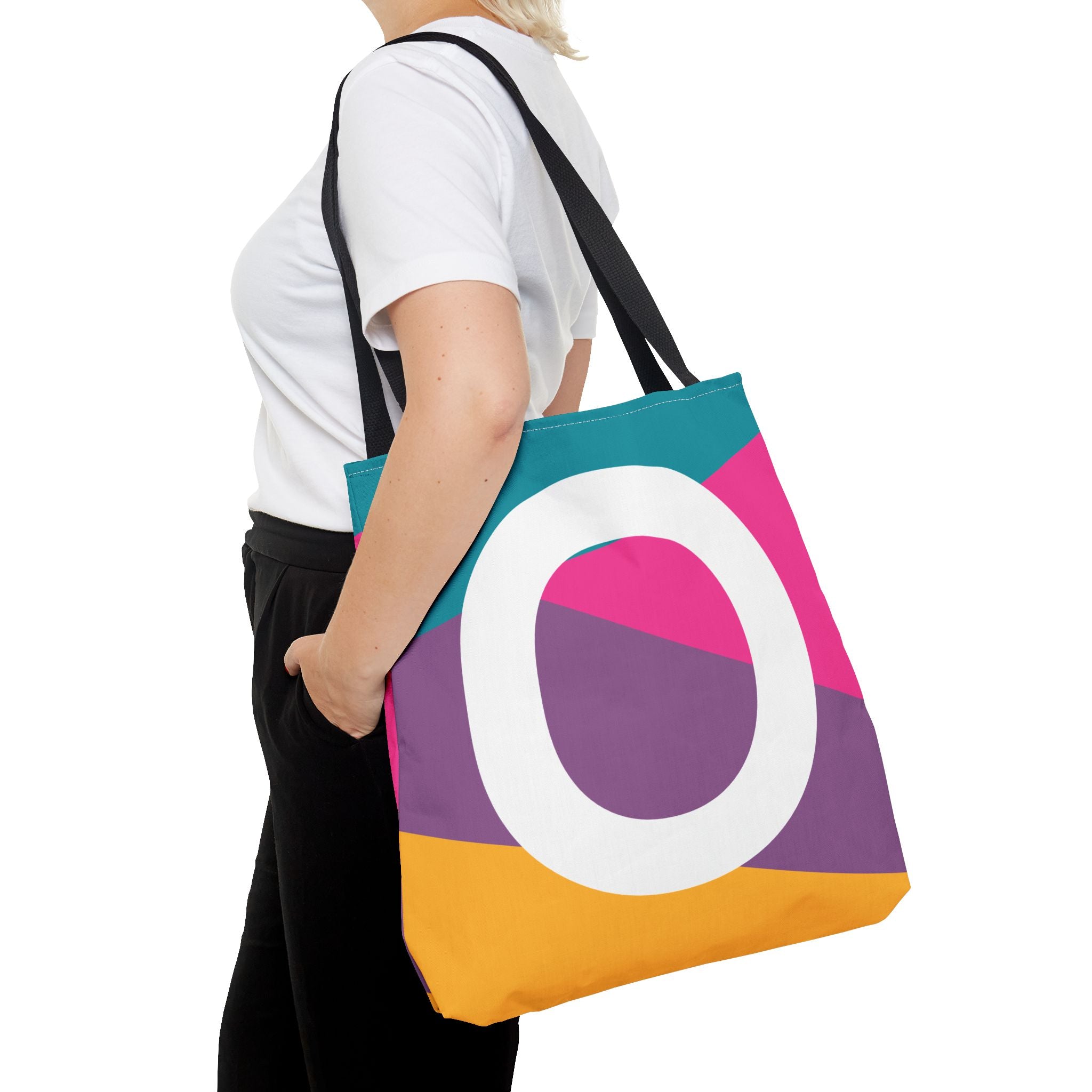 Monogram 'O' Colorblock Tote Bag — Personalized Initial O Shoulder Tote