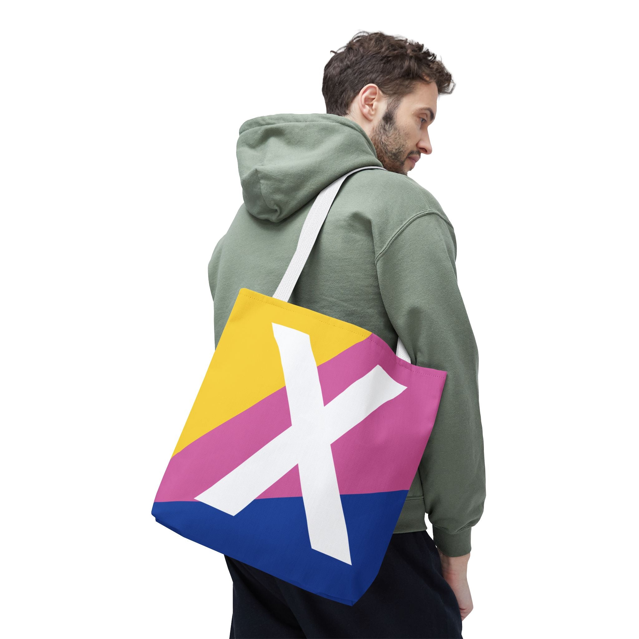 Monogram 'X' Colorblock Tote Bag — Personalized Initial X Shoulder Tote