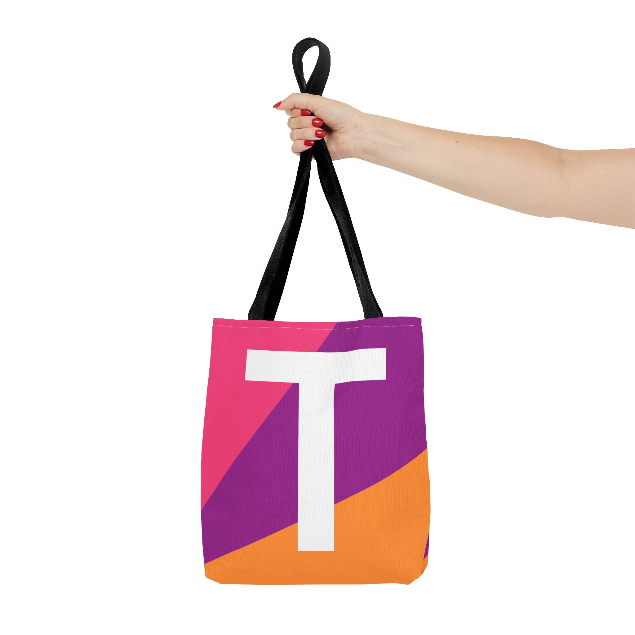 Monogram 'T' Colorblock Tote Bag — Personalized Initial T Shoulder Tote