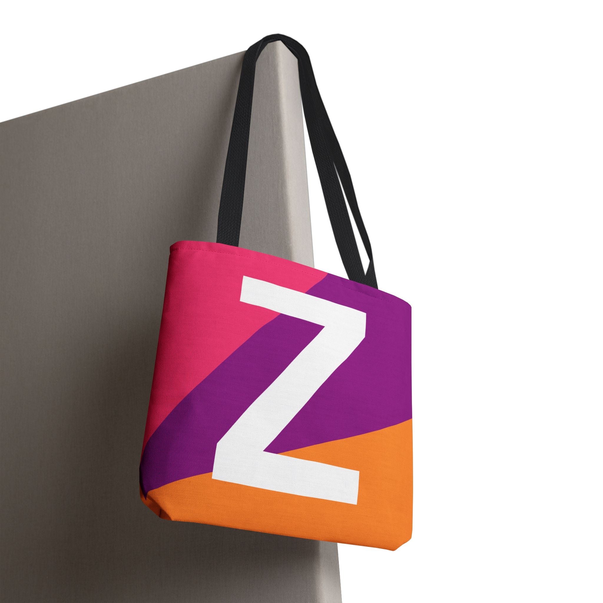 Monogram 'Z' Colorblock Tote Bag — Personalized Initial Z Shoulder Tote