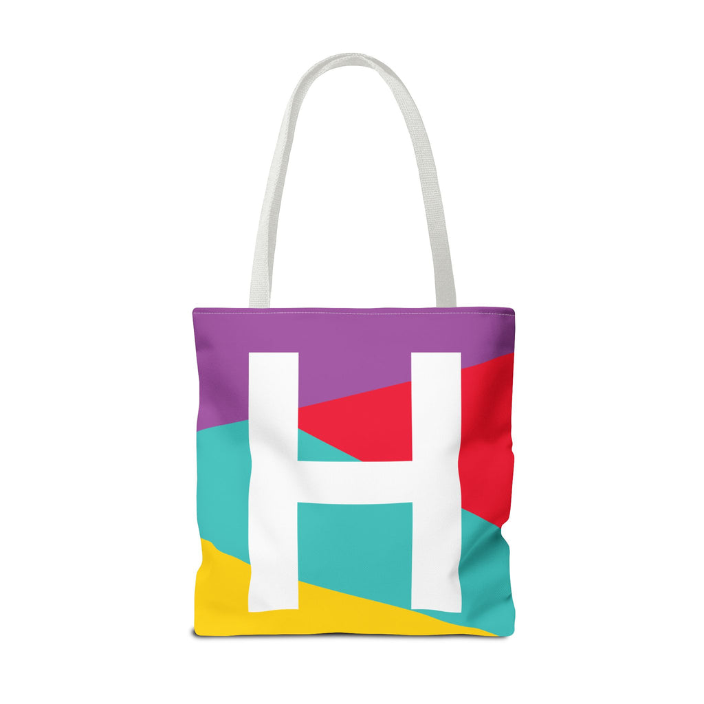 Monogram 'H' Colorblock Tote Bag — Personalized Initial H Shoulder Tote