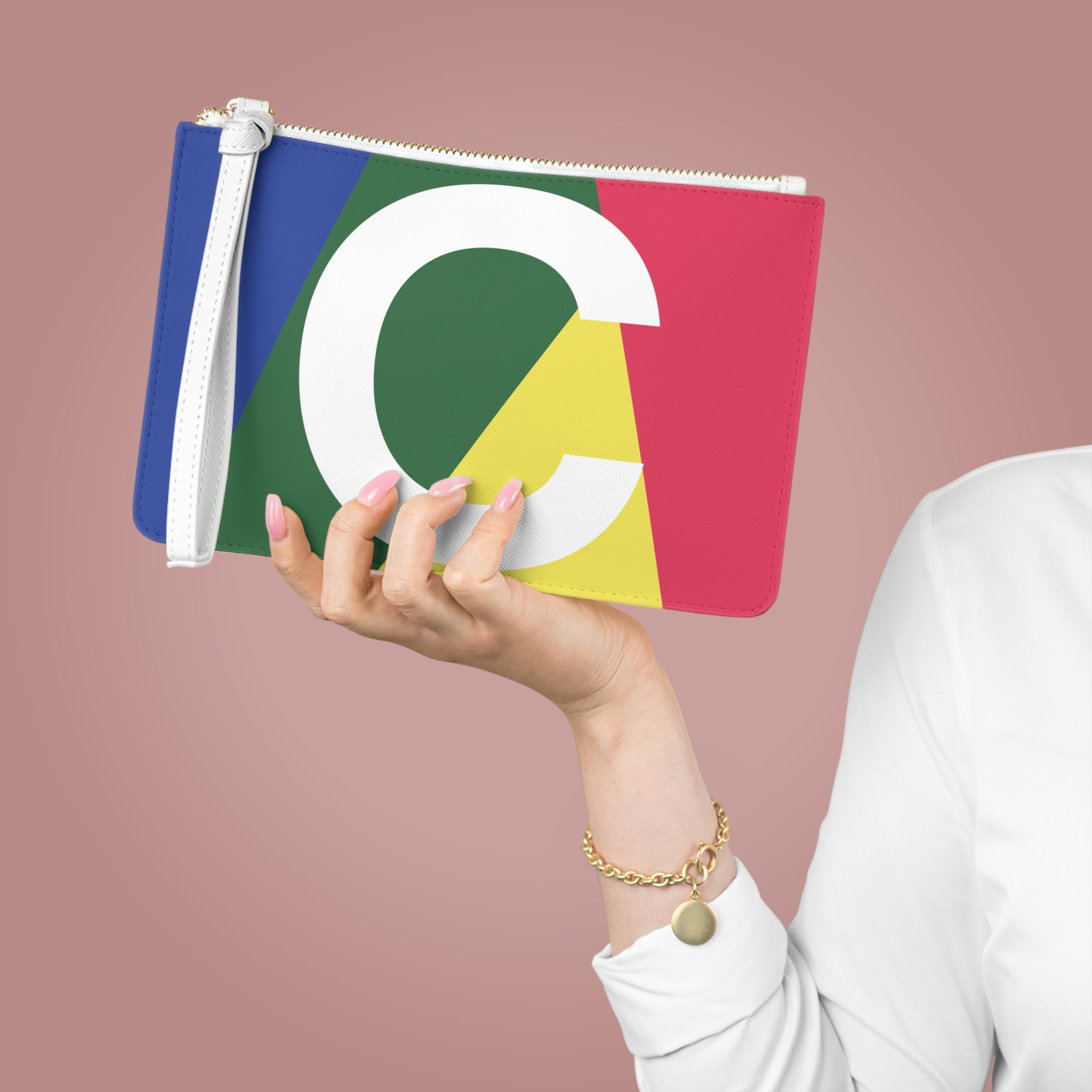 Monogram 'C' Colorblock Clutch Bag — Bold Geometric Wristlet for Everyday & Gifts
