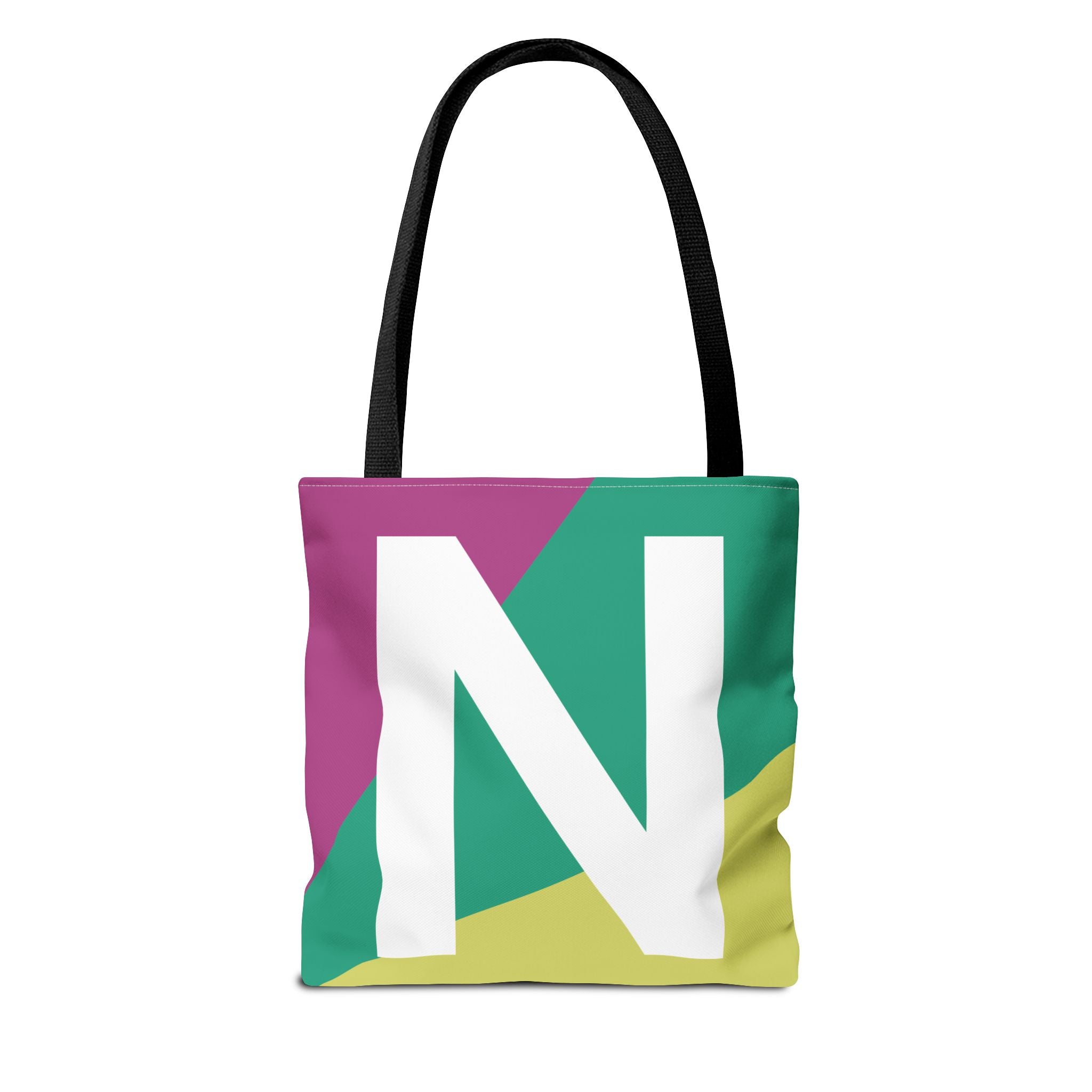 Monogram 'N' Colorblock Tote Bag — Personalized Initial N Shoulder Tote