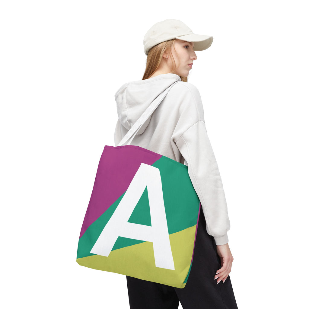 Monogram 'A' Colorblock Tote Bag — Personalized Initial A Shoulder Tote