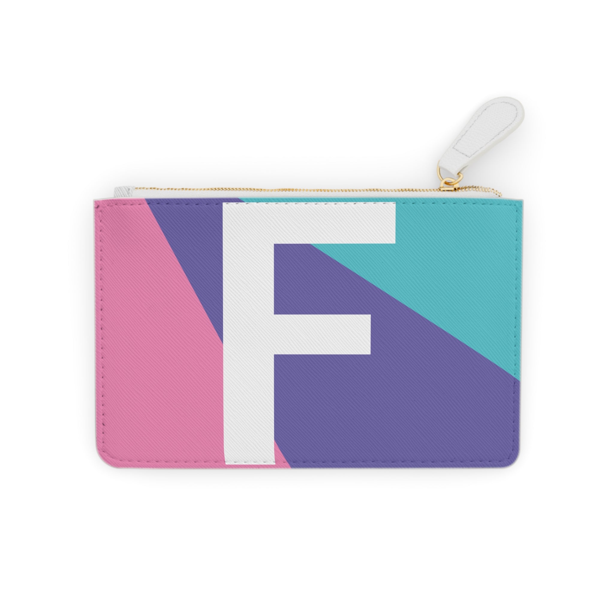 Initial F Mini Clutch — Colorblock Monogram Wristlet Wallet