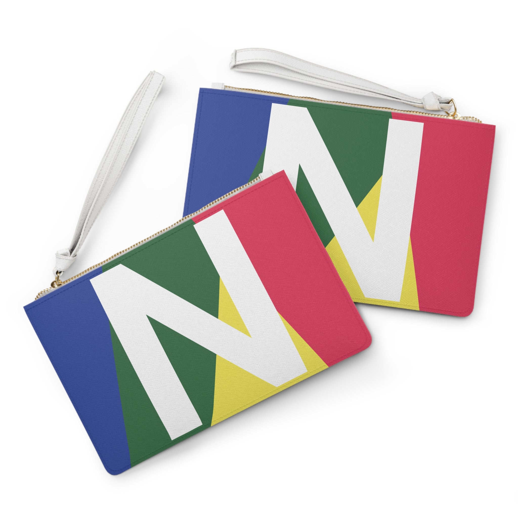 Monogram 'N' Colorblock Clutch Bag — Bold Geometric Wristlet for Everyday & Gifts