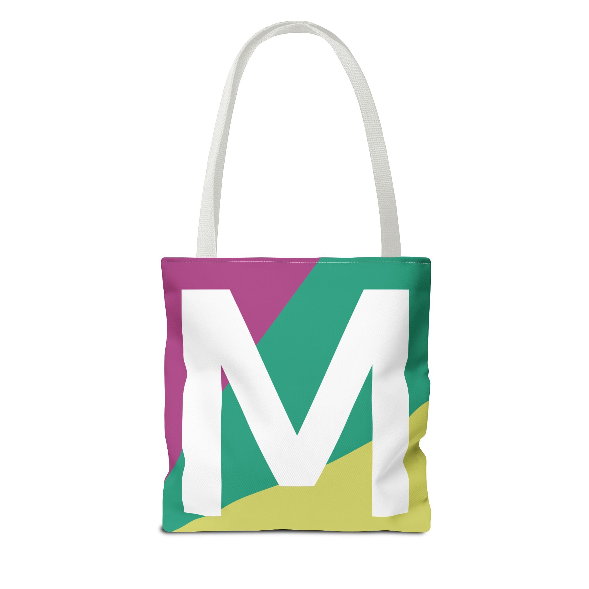 Monogram 'M' Colorblock Tote Bag — Personalized Initial M Shoulder Tote