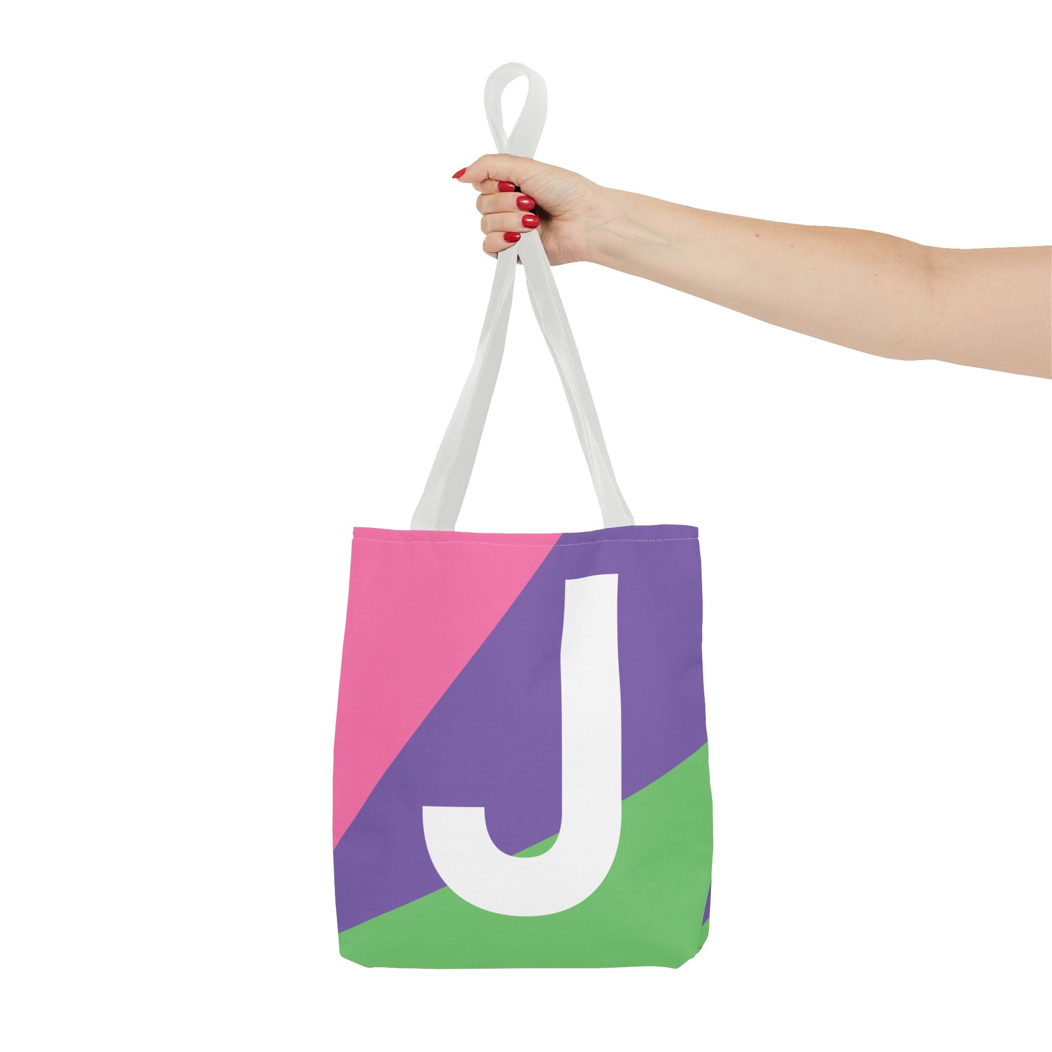 Monogram 'J' Colorblock Tote Bag — Personalized Initial J Shoulder Tote