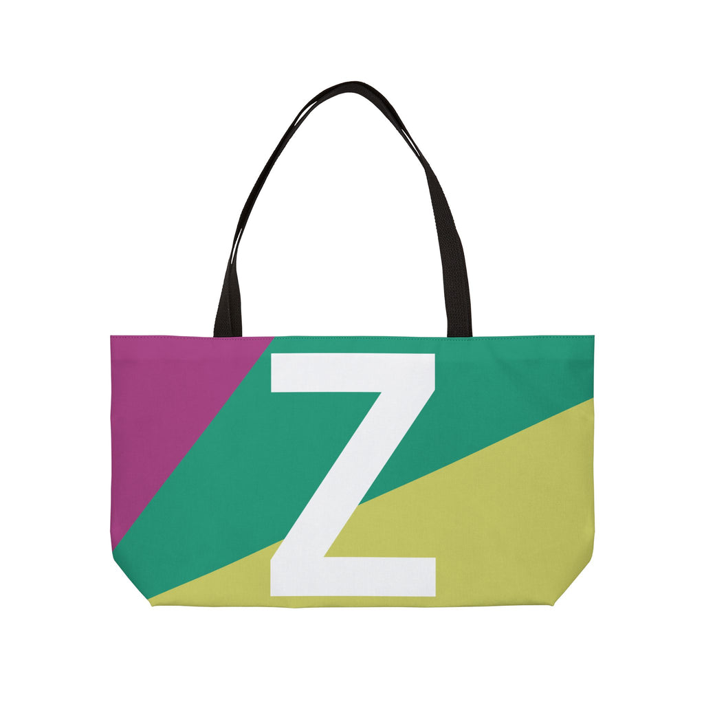 Personalized 'Z' Colorblock Tote Bag — Monogram Weekender Tote