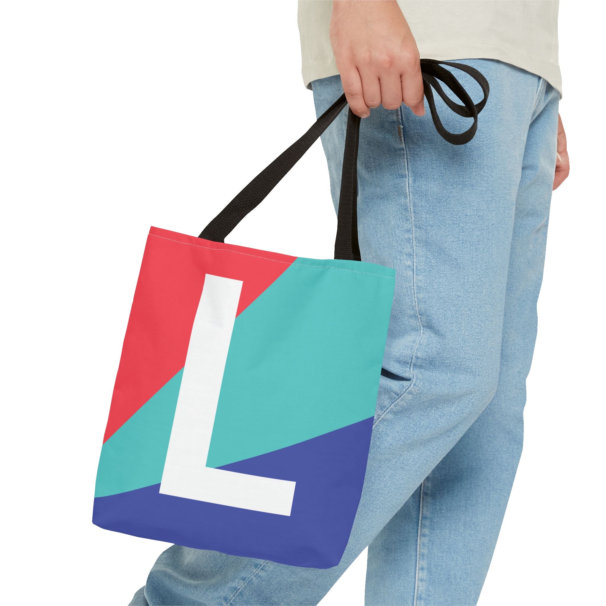 Monogram 'L' Colorblock Tote Bag — Personalized Initial L Shoulder Tote
