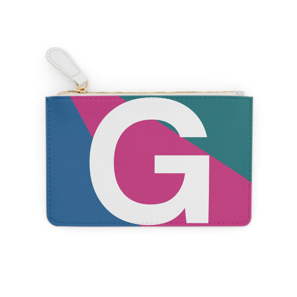 Initial G Mini Clutch — Colorblock Monogram Wristlet Wallet