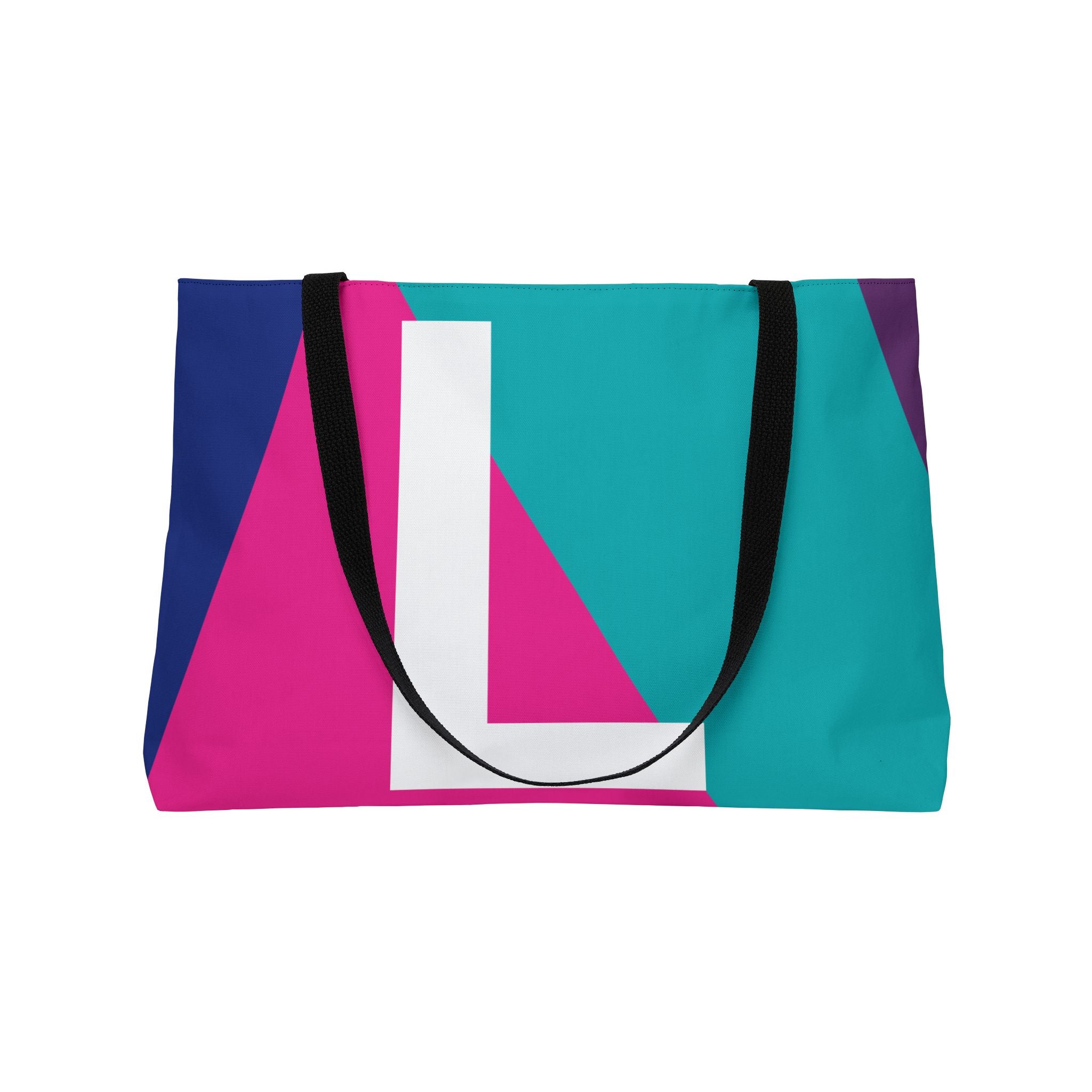 Personalized 'L' Colorblock Tote Bag — Monogram Weekender Tote