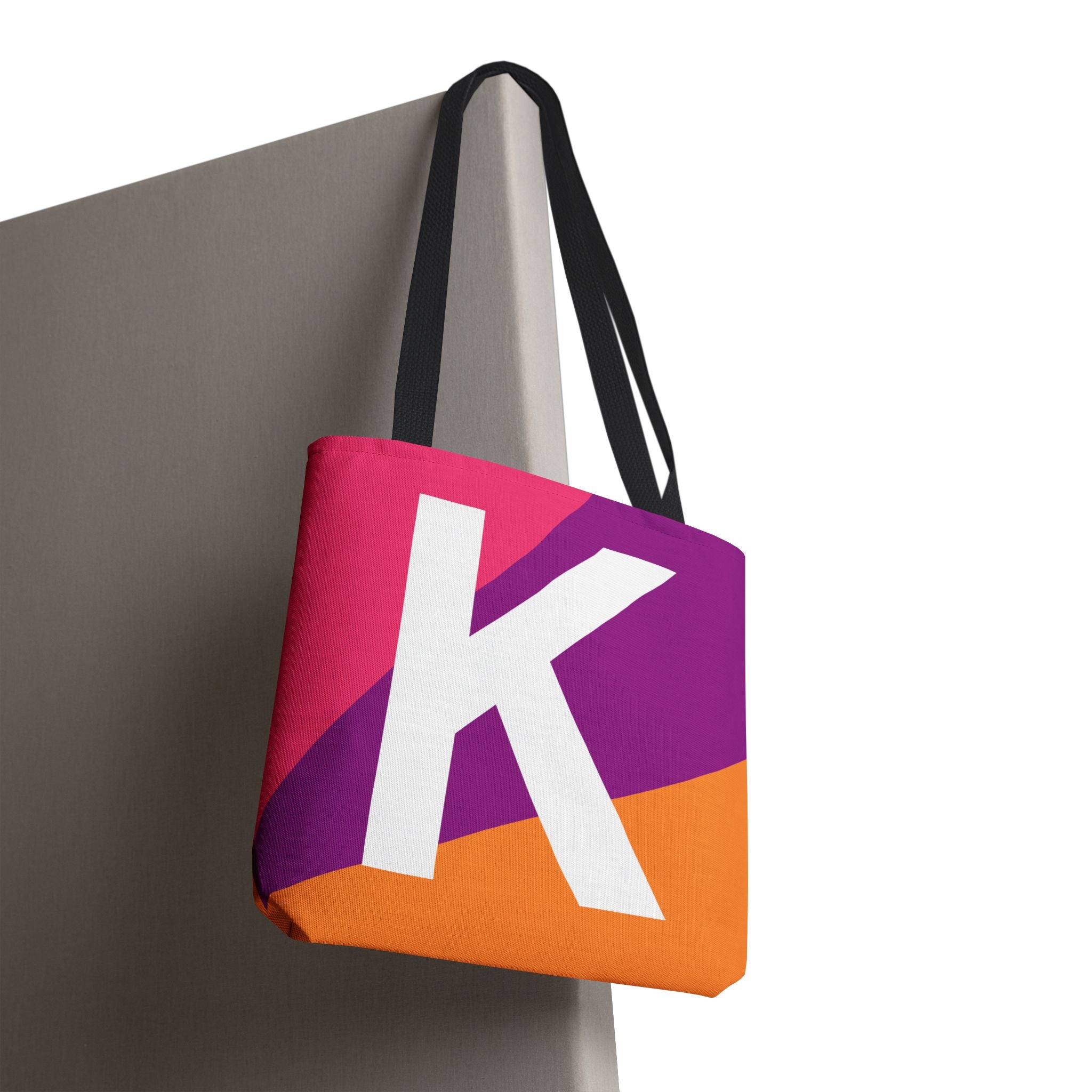 Monogram 'K' Colorblock Tote Bag — Personalized Initial K Shoulder Tote