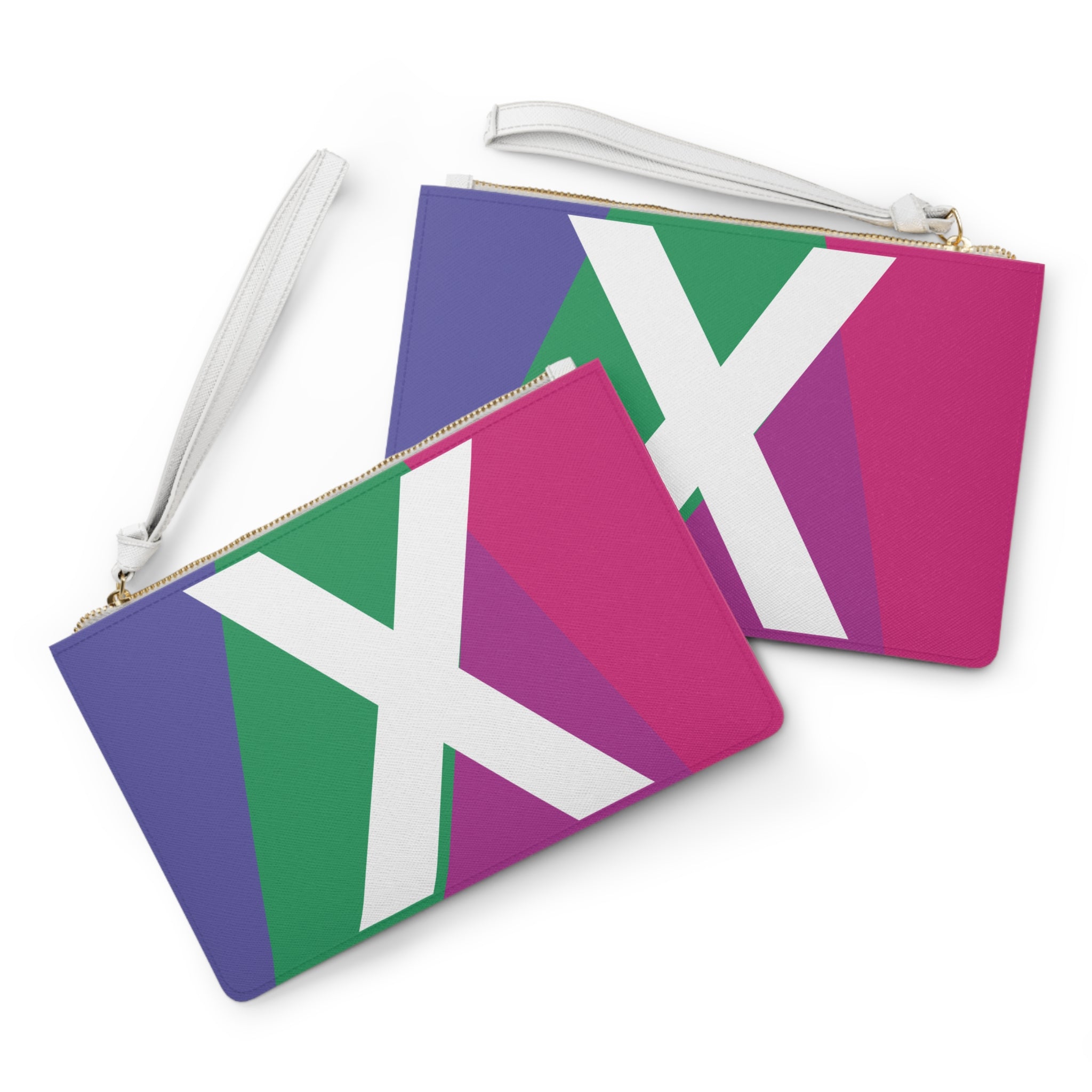 Monogram 'X' Colorblock Clutch Bag — Bold Geometric Wristlet for Everyday & Gifts