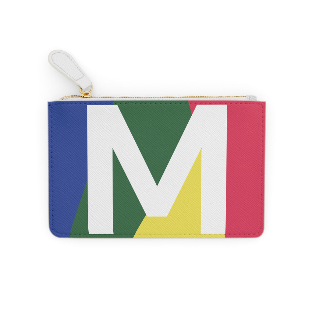 Initial M Mini Clutch — Colorblock Monogram Wristlet Wallet