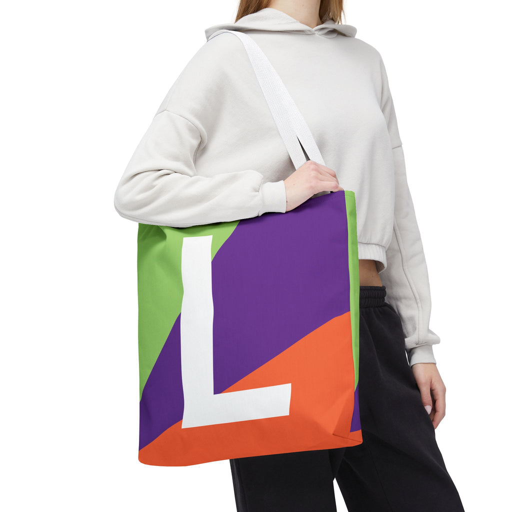 Monogram 'L' Colorblock Tote Bag — Personalized Initial L Shoulder Tote