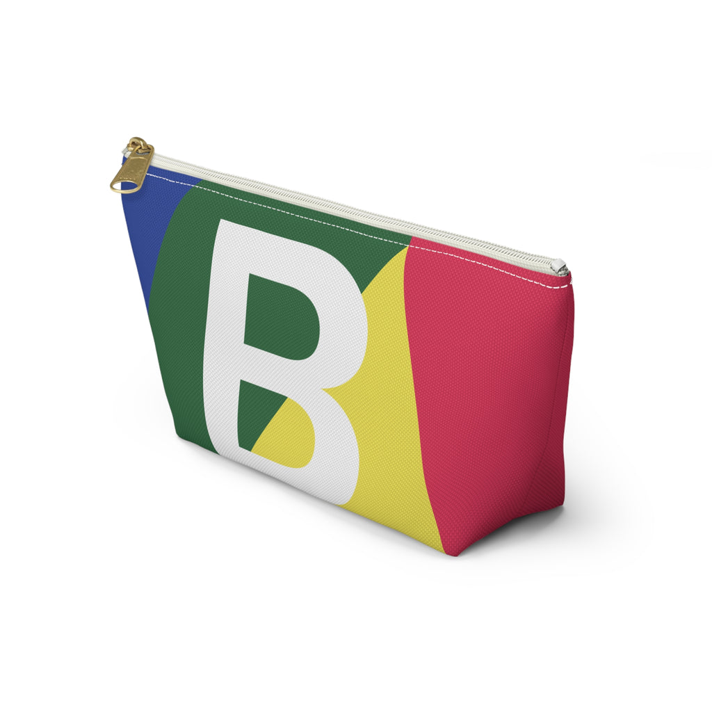 Initials Colorblock Accessory Pouch — Monogram B T-Bottom Cosmetic Bag