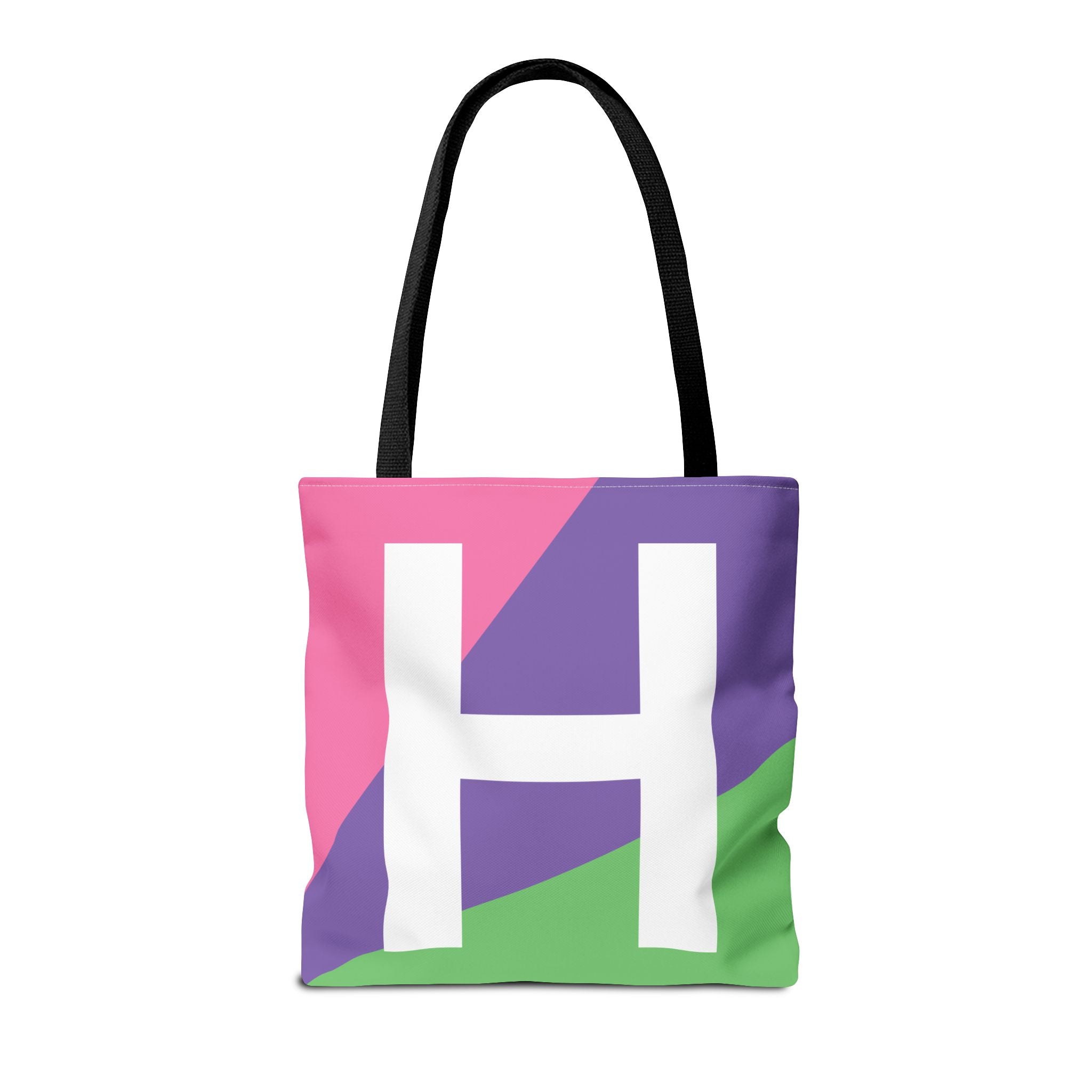 Monogram 'H' Colorblock Tote Bag — Personalized Initial H Shoulder Tote