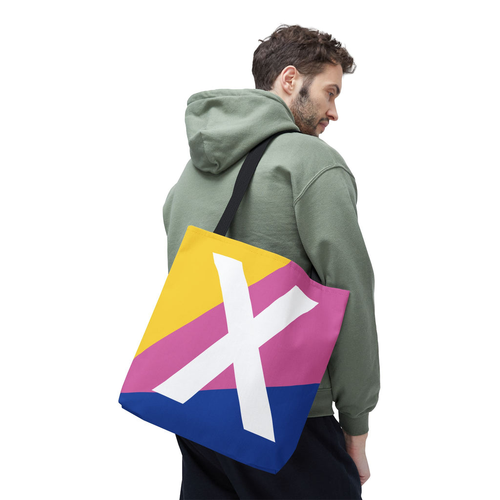 Monogram 'X' Colorblock Tote Bag — Personalized Initial X Shoulder Tote