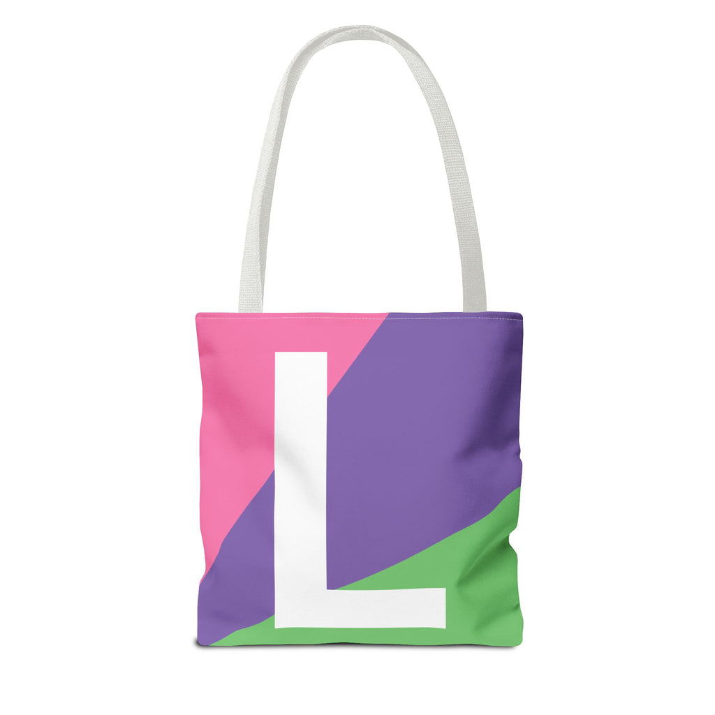Monogram 'L' Colorblock Tote Bag — Personalized Initial L Shoulder Tote