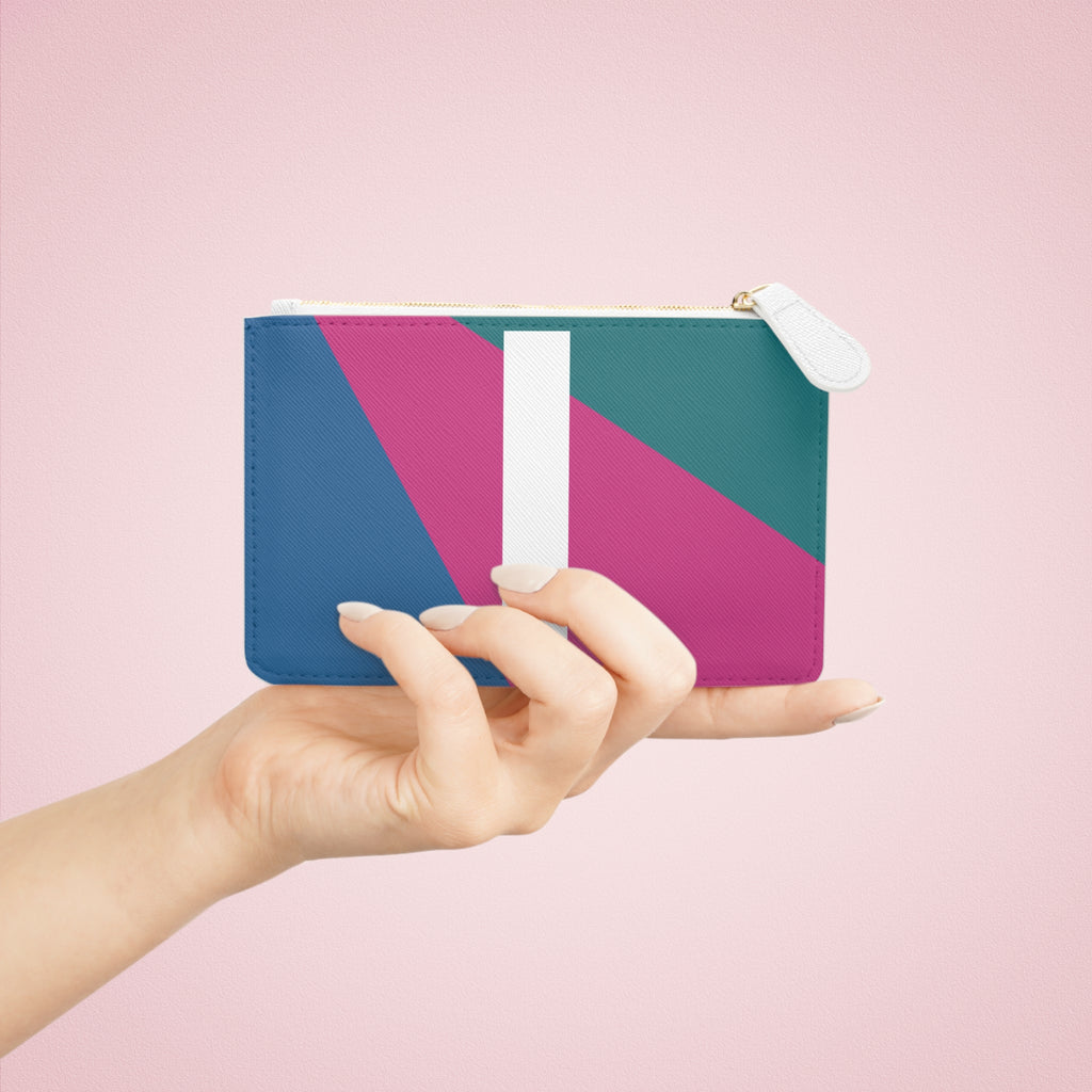 Initial I Mini Clutch — Colorblock Monogram Wristlet Wallet