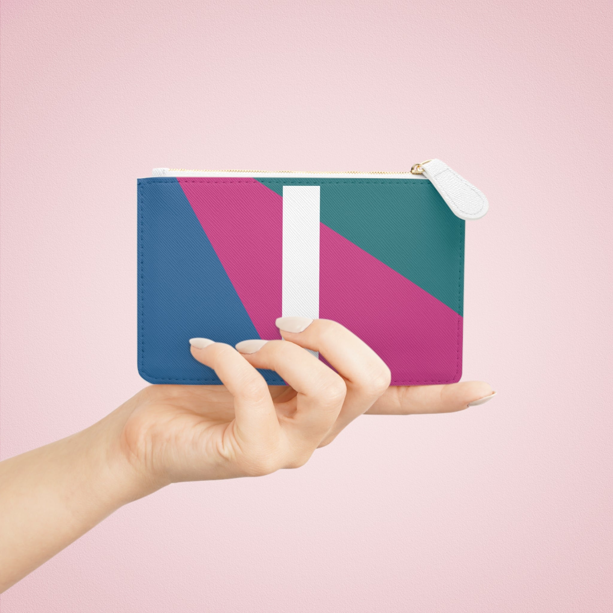 Initial I Mini Clutch — Colorblock Monogram Wristlet Wallet
