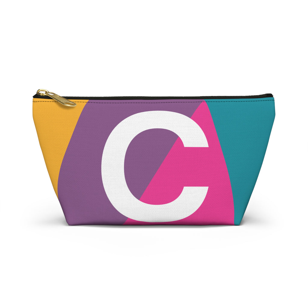 Initials Colorblock Accessory Pouch — Monogram C T-Bottom Cosmetic Bag