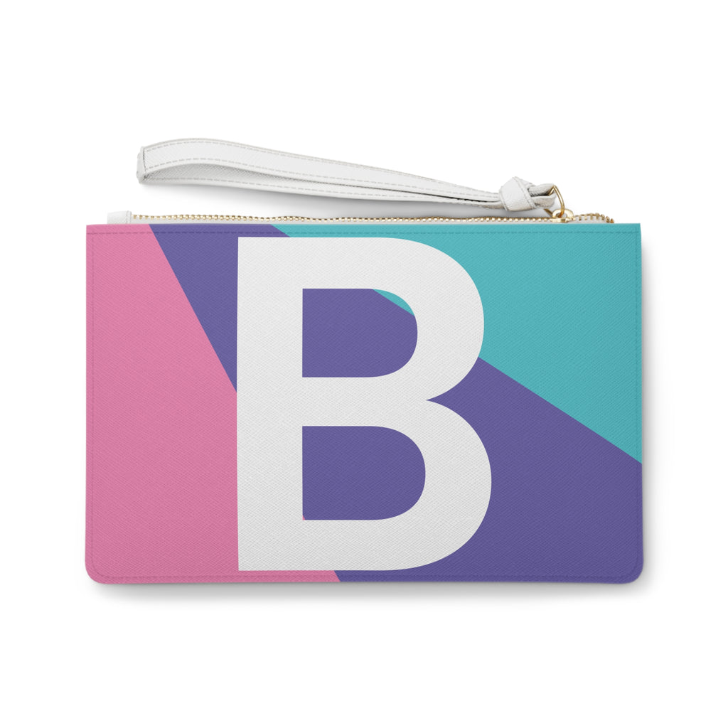 Monogram 'B' Colorblock Clutch Bag — Bold Geometric Wristlet for Everyday & Gifts