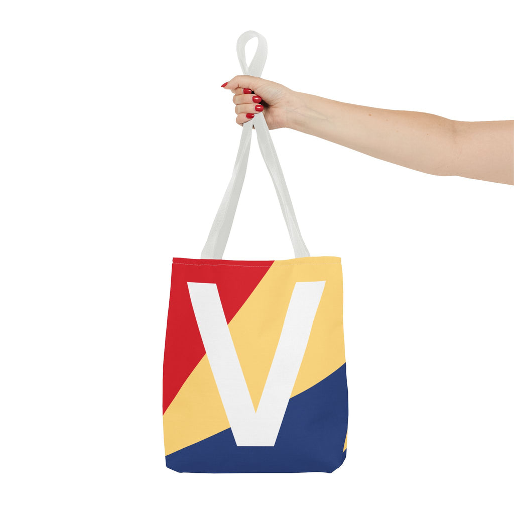 Monogram 'V' Colorblock Tote Bag — Personalized Initial V Shoulder Tote