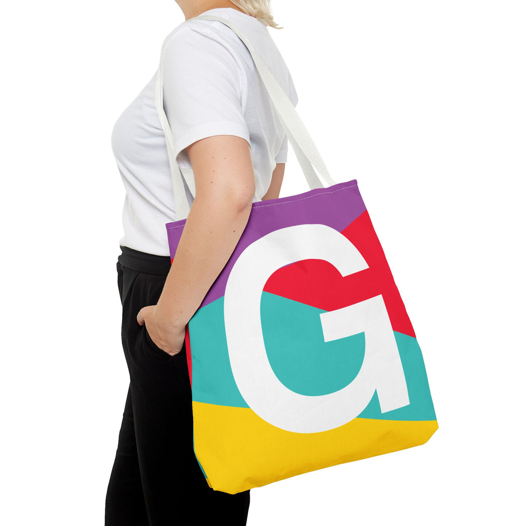 Monogram 'G' Colorblock Tote Bag — Personalized Initial G Shoulder Tote