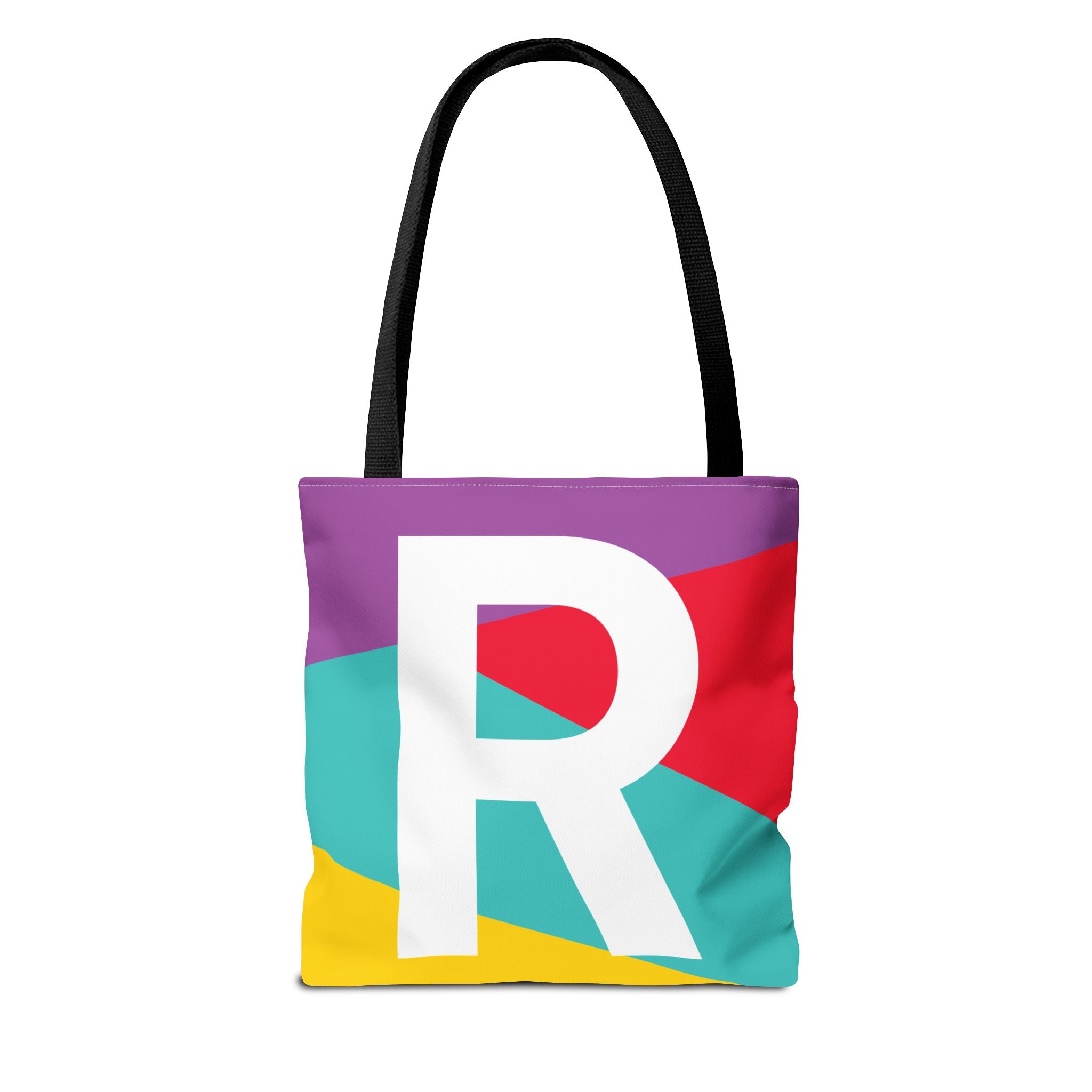 Monogram 'R' Colorblock Tote Bag — Personalized Initial R Shoulder Tote