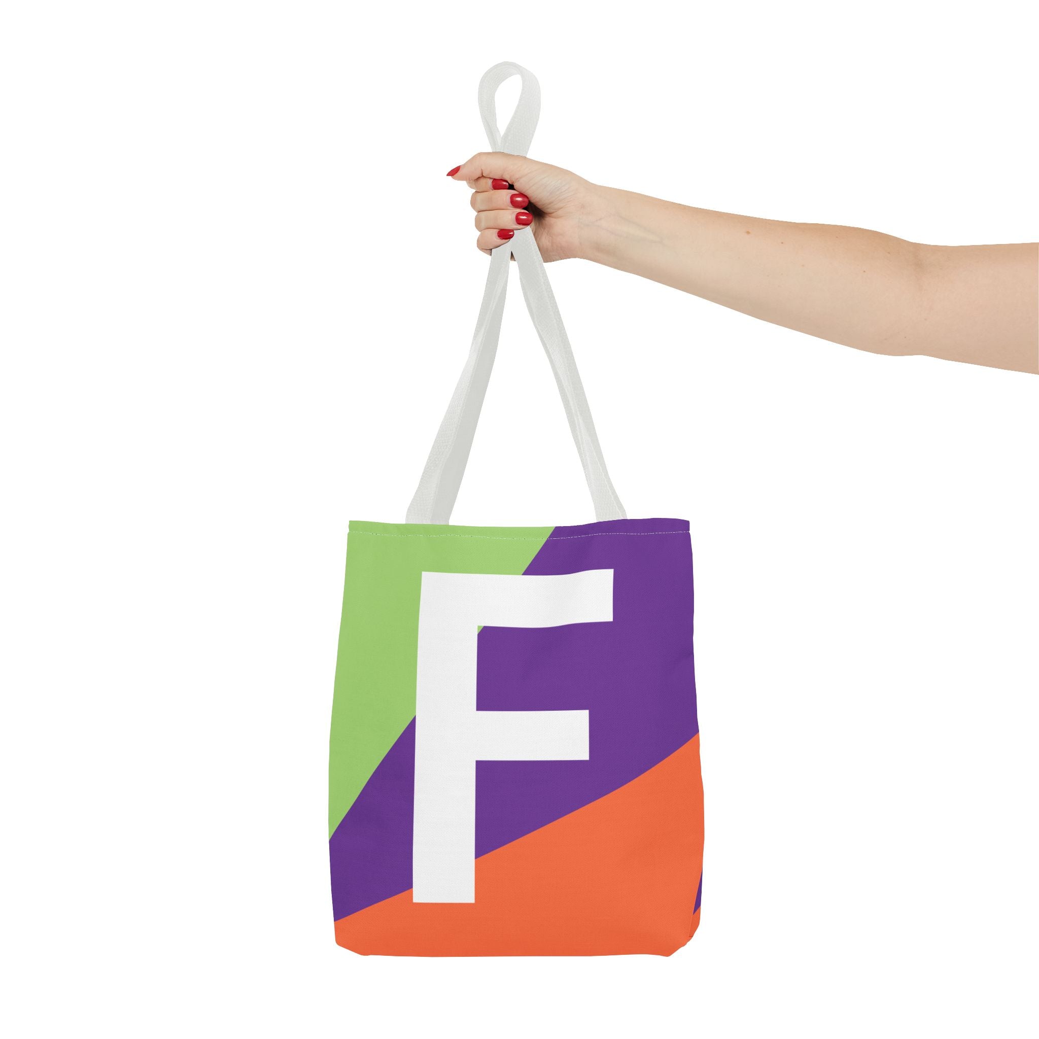Monogram 'F' Colorblock Tote Bag — Personalized Initial F Shoulder Tote